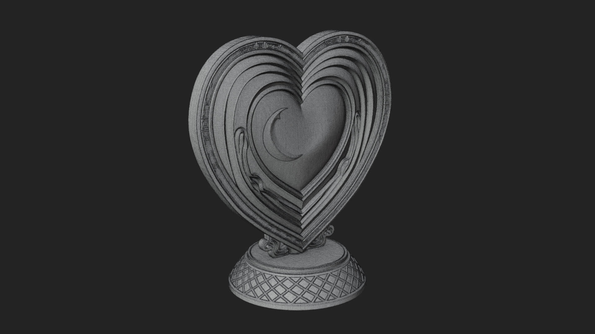 Ornate Framed Heart Plaque Design 156 3D Print Model 3D Model