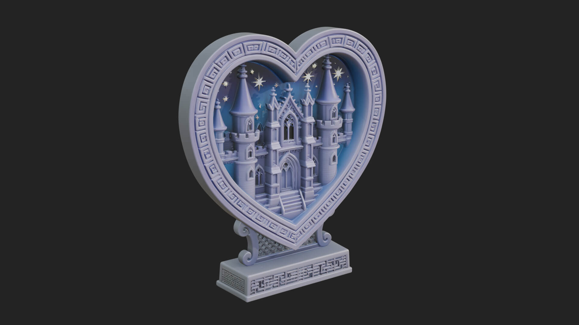 Ornate Framed Heart Plaque Design 157 3D Print Model 3D Model