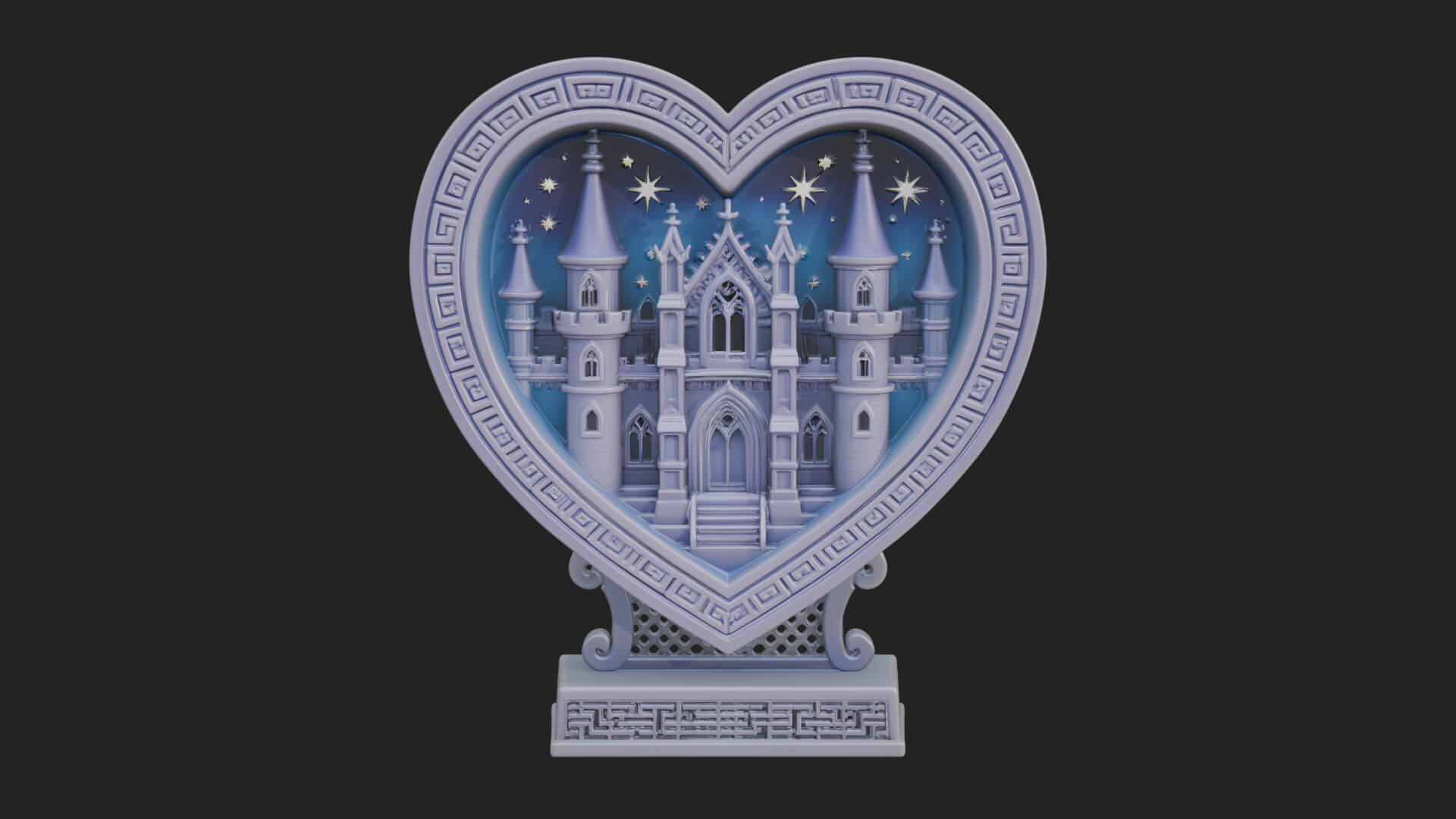 Ornate Framed Heart Plaque Design 157 3D Print Model 3D Model