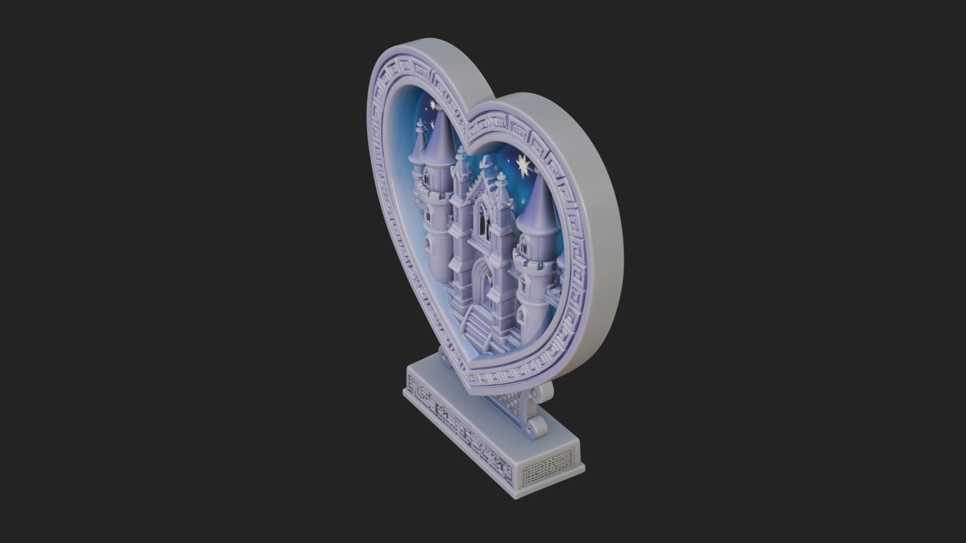 Ornate Framed Heart Plaque Design 157 3D Print Model 3D Model