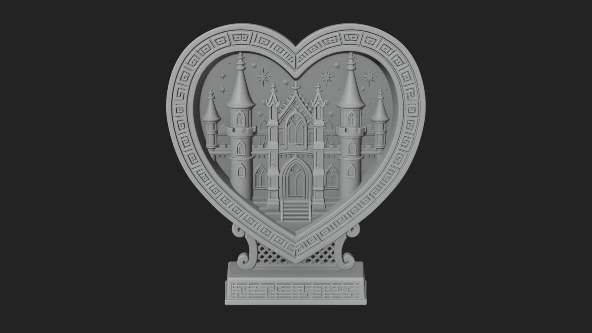 Ornate Framed Heart Plaque Design 157 3D Print Model 3D Model