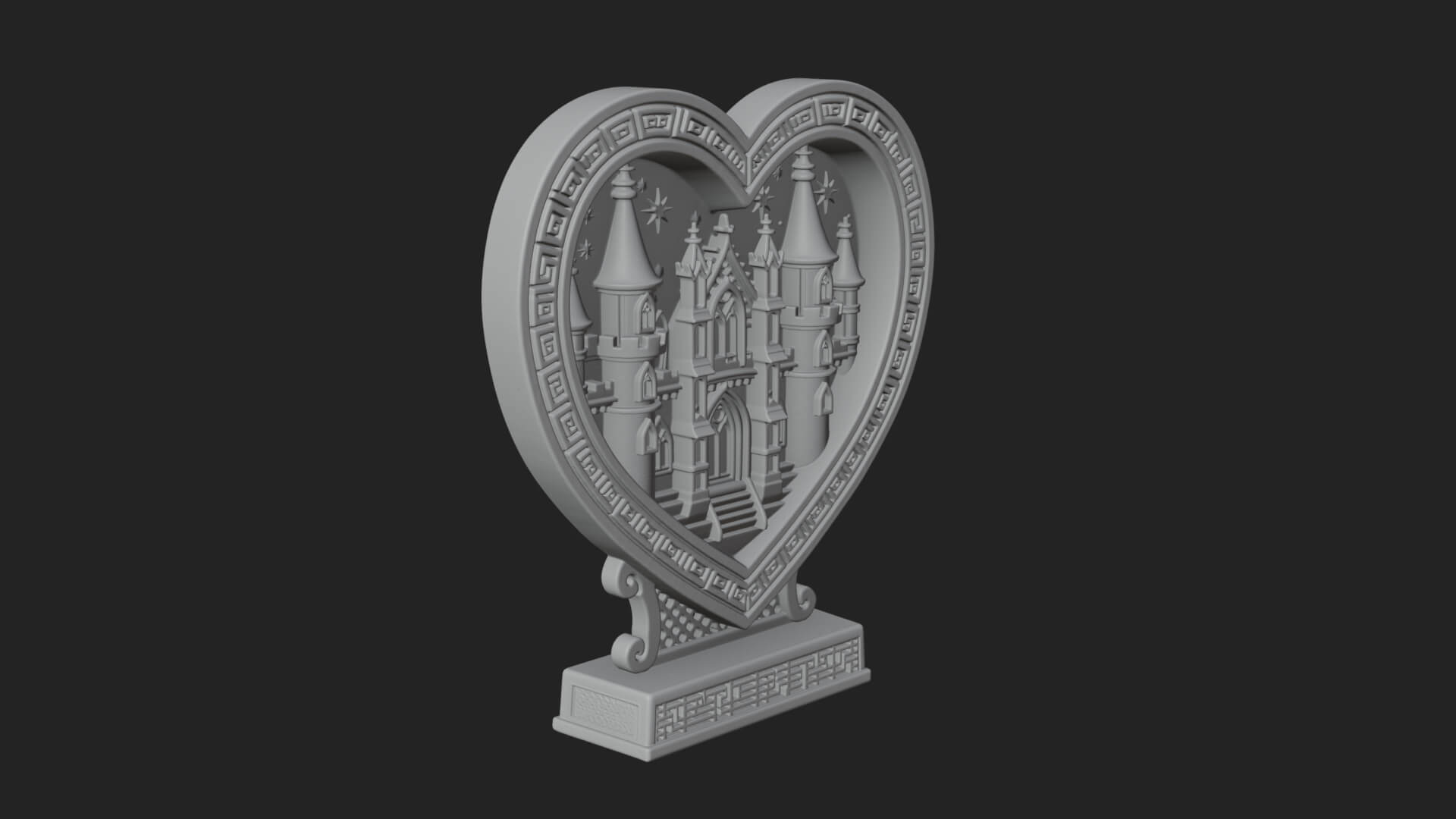 Ornate Framed Heart Plaque Design 157 3D Print Model 3D Model