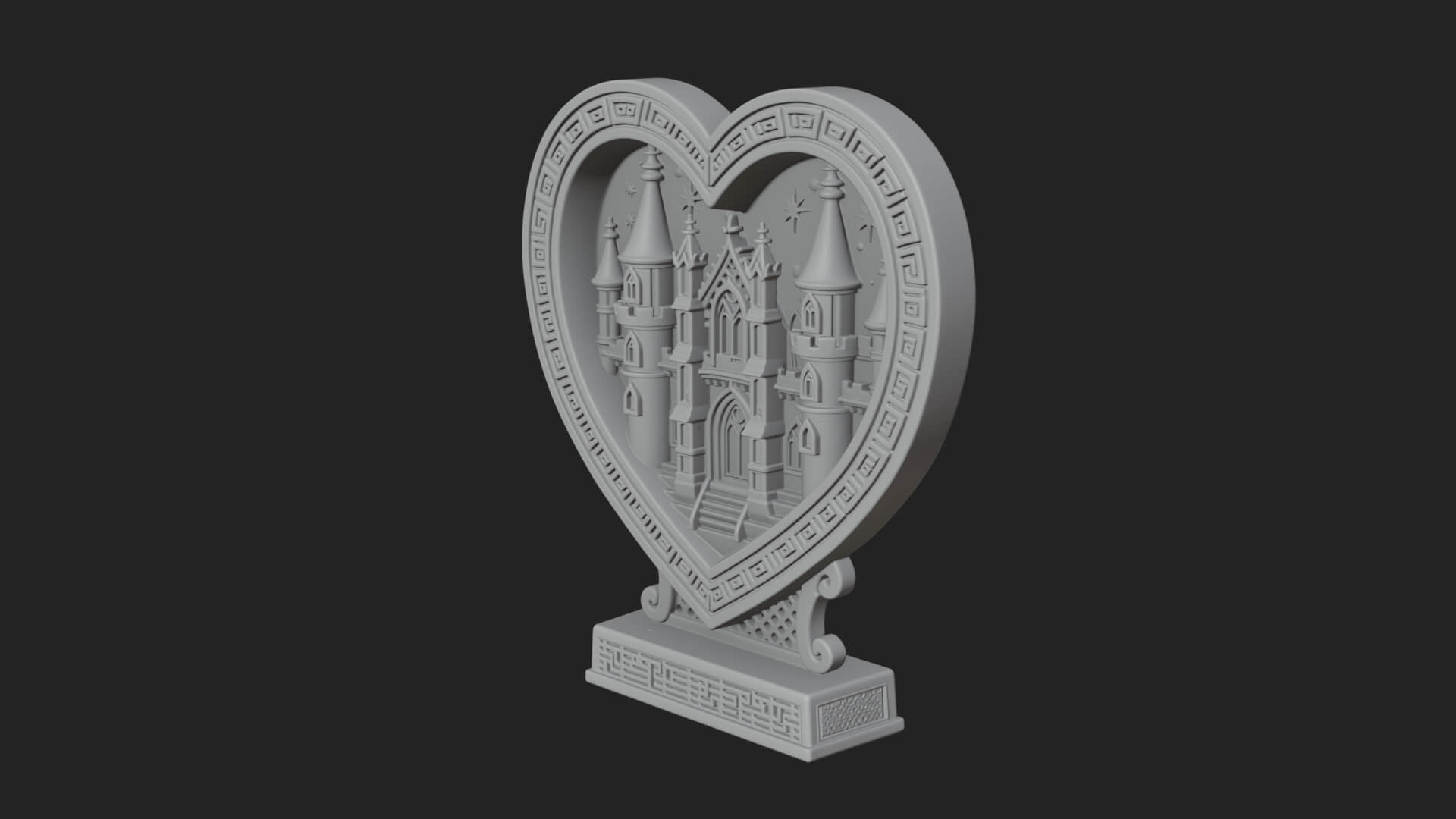 Ornate Framed Heart Plaque Design 157 3D Print Model 3D Model