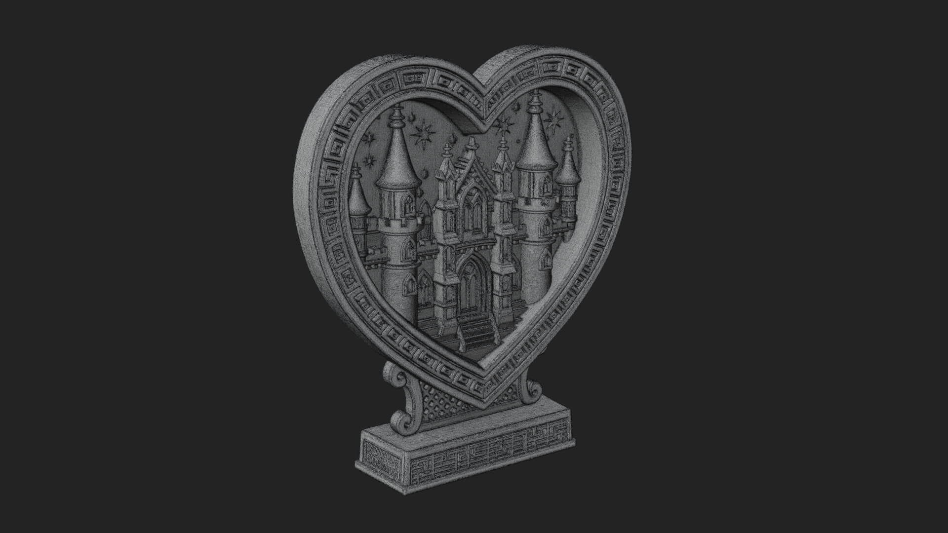 Ornate Framed Heart Plaque Design 157 3D Print Model 3D Model