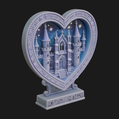 Ornate Framed Heart Plaque Design 157 3D Print Model