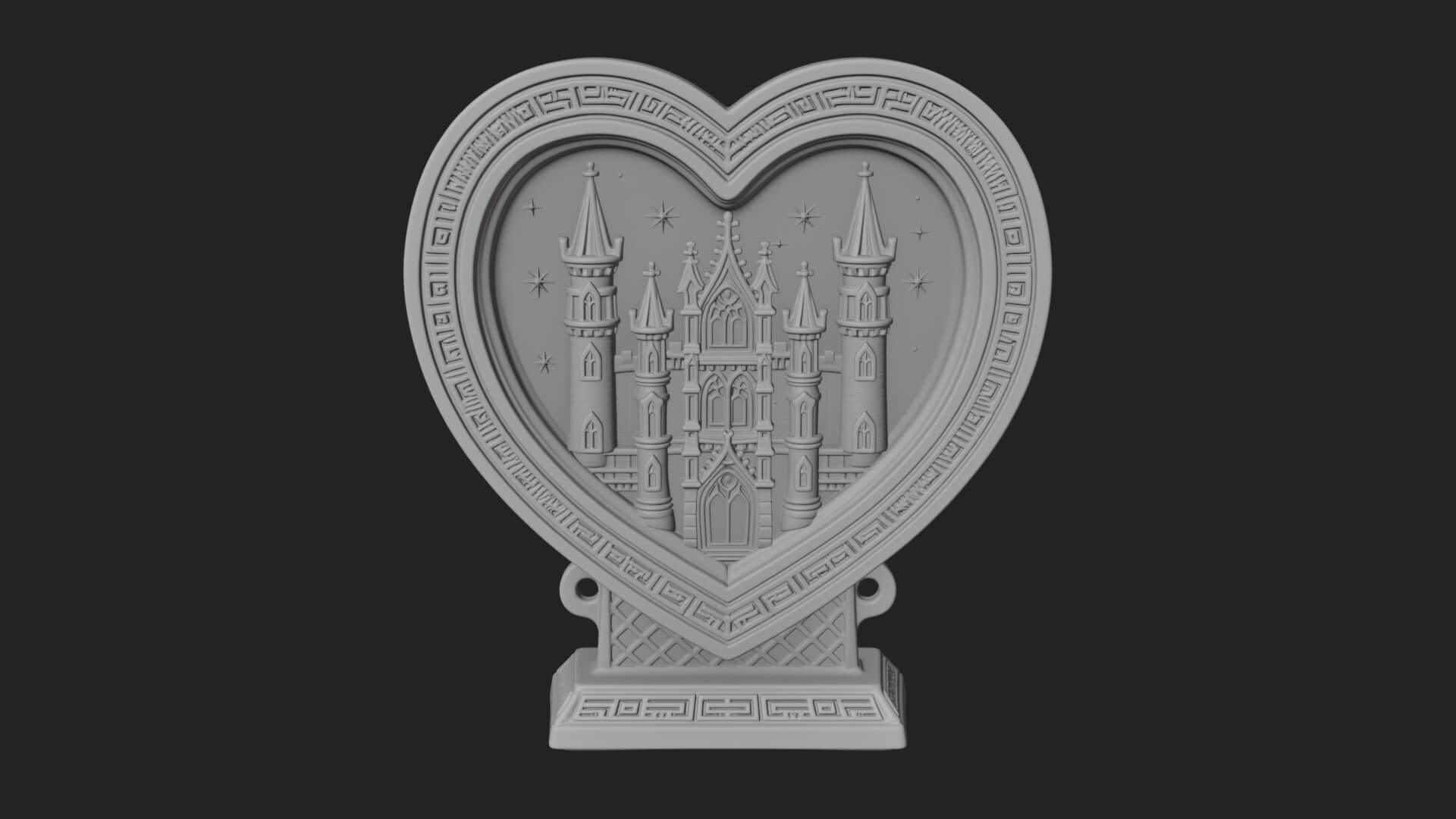 Ornate Framed Heart Plaque Design 158 3D Print Model 3D Model
