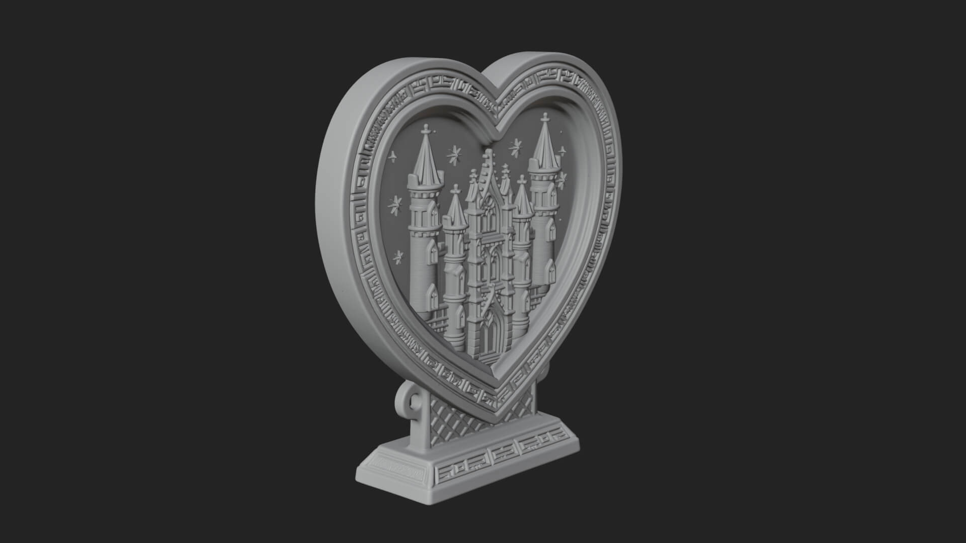 Ornate Framed Heart Plaque Design 158 3D Print Model 3D Model