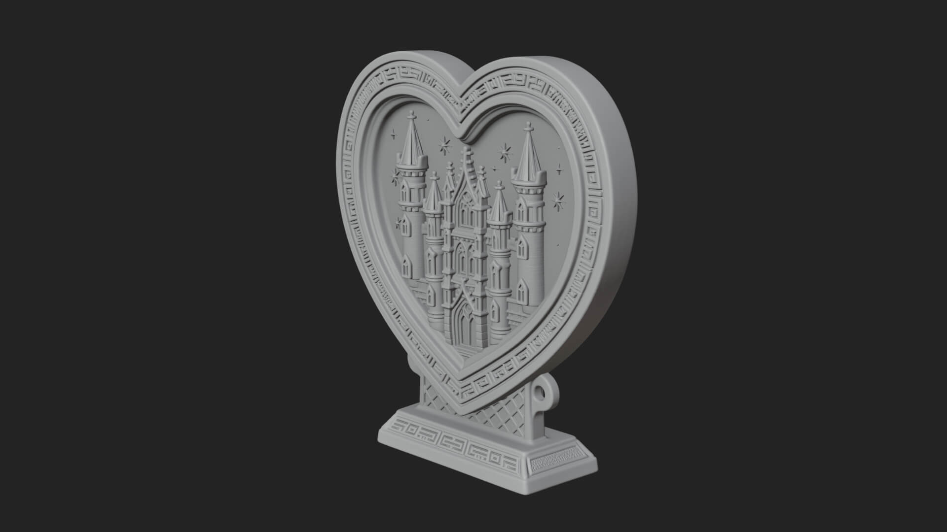Ornate Framed Heart Plaque Design 158 3D Print Model 3D Model