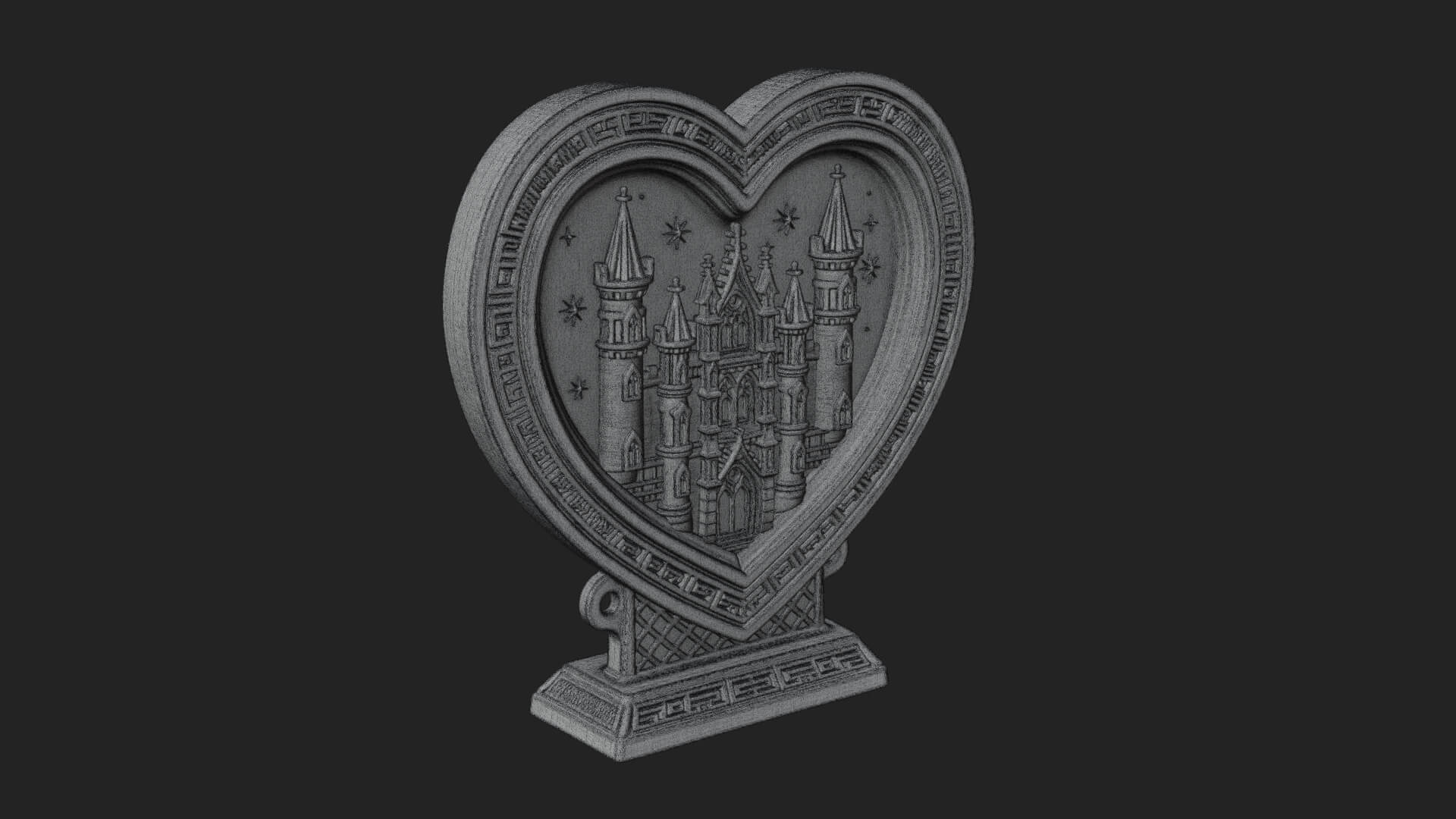 Ornate Framed Heart Plaque Design 158 3D Print Model 3D Model