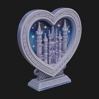 Ornate Framed Heart Plaque Design 158 3D Print Model