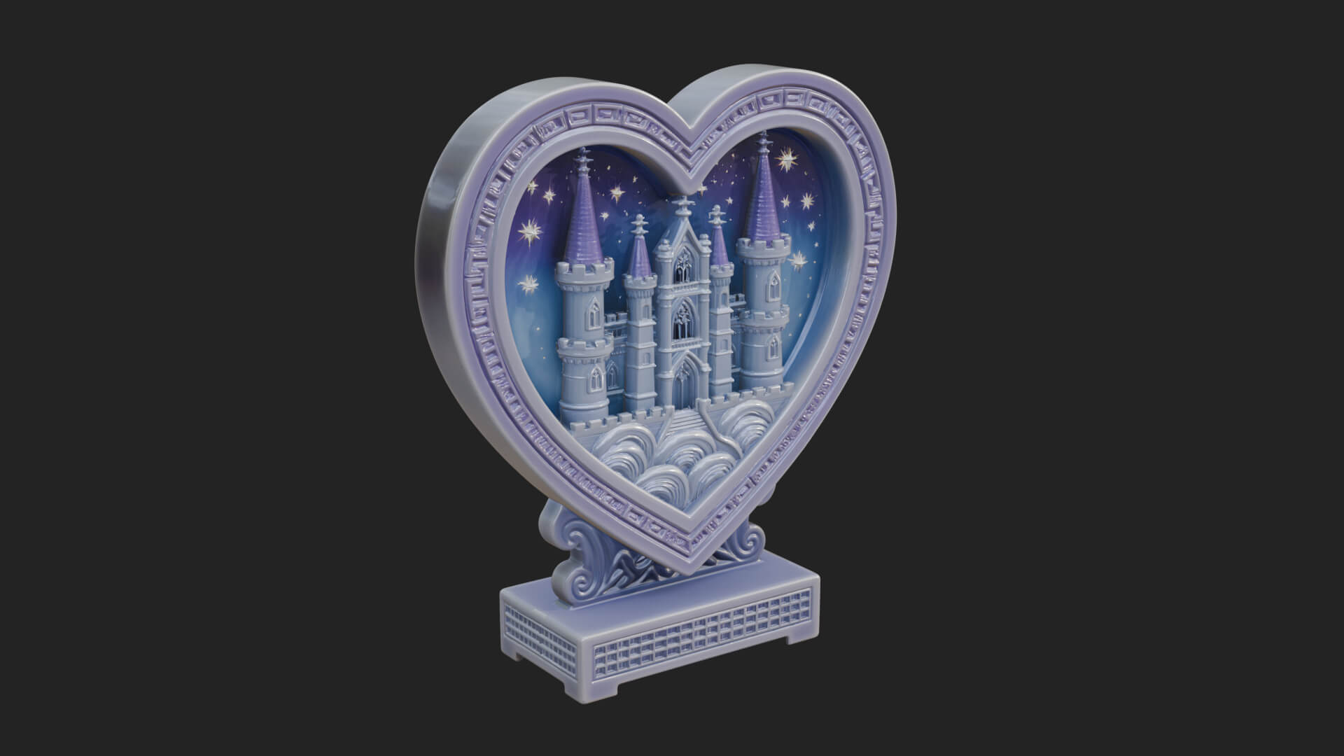 Ornate Framed Heart Plaque Design 159 3D Print Model 3D Model