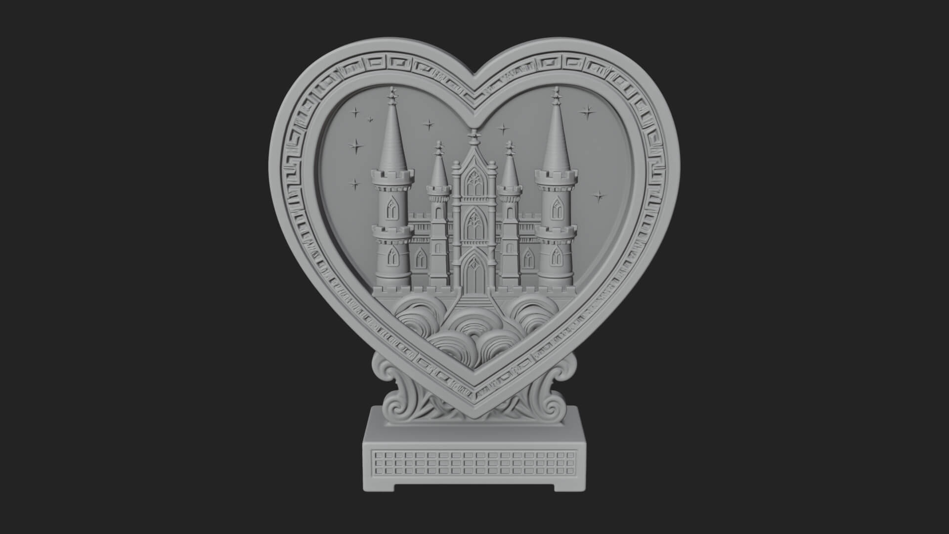 Ornate Framed Heart Plaque Design 159 3D Print Model 3D Model