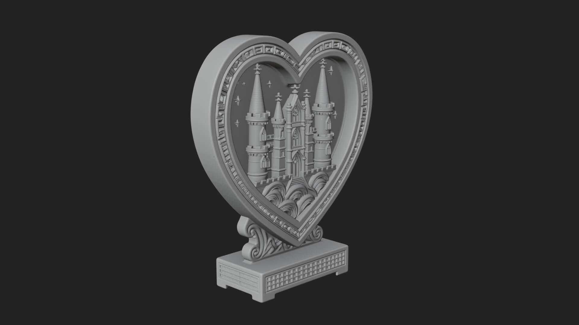 Ornate Framed Heart Plaque Design 159 3D Print Model 3D Model