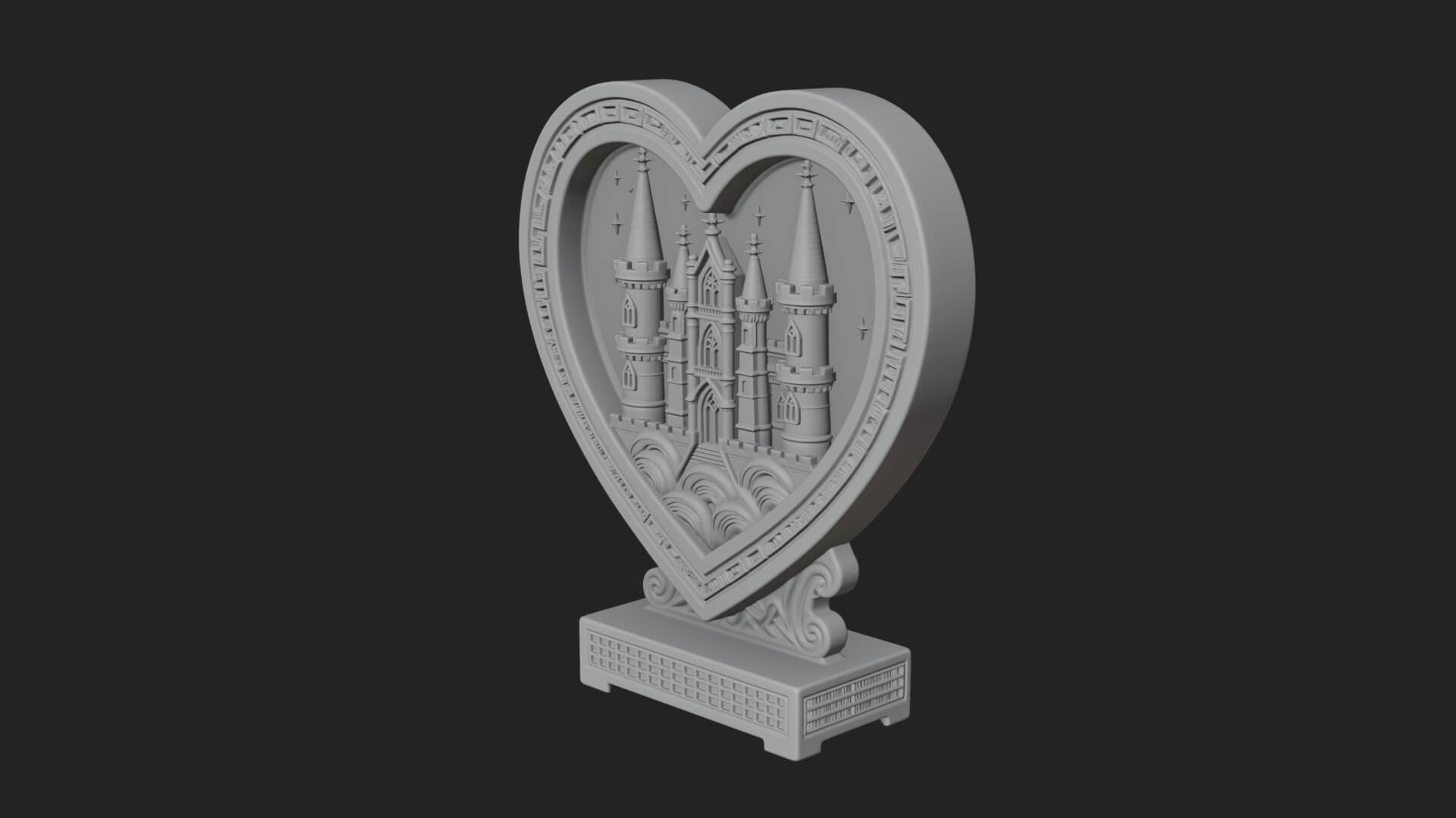 Ornate Framed Heart Plaque Design 159 3D Print Model 3D Model