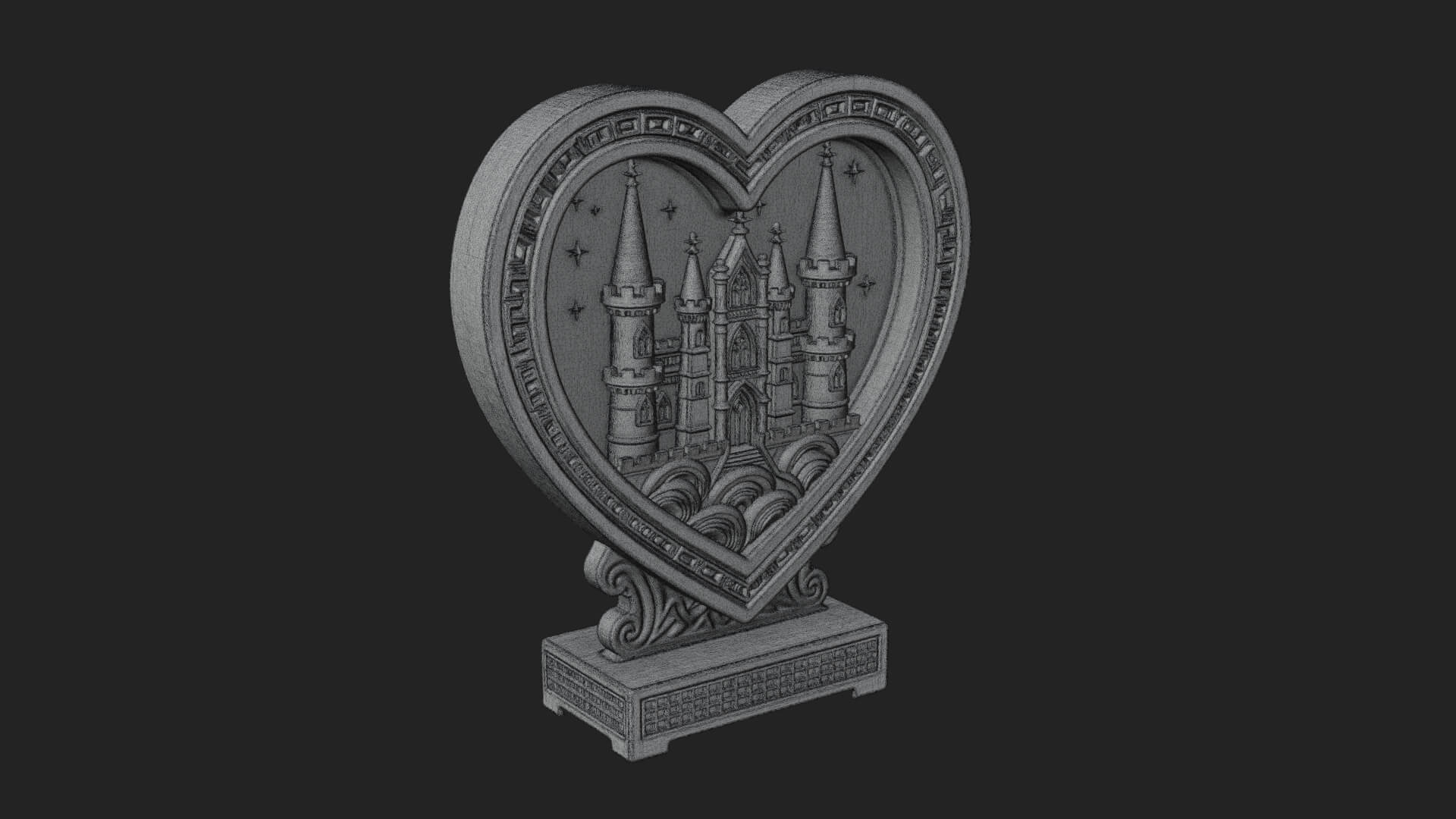 Ornate Framed Heart Plaque Design 159 3D Print Model 3D Model