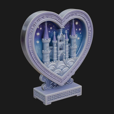 Ornate Framed Heart Plaque Design 159 3D Print Model