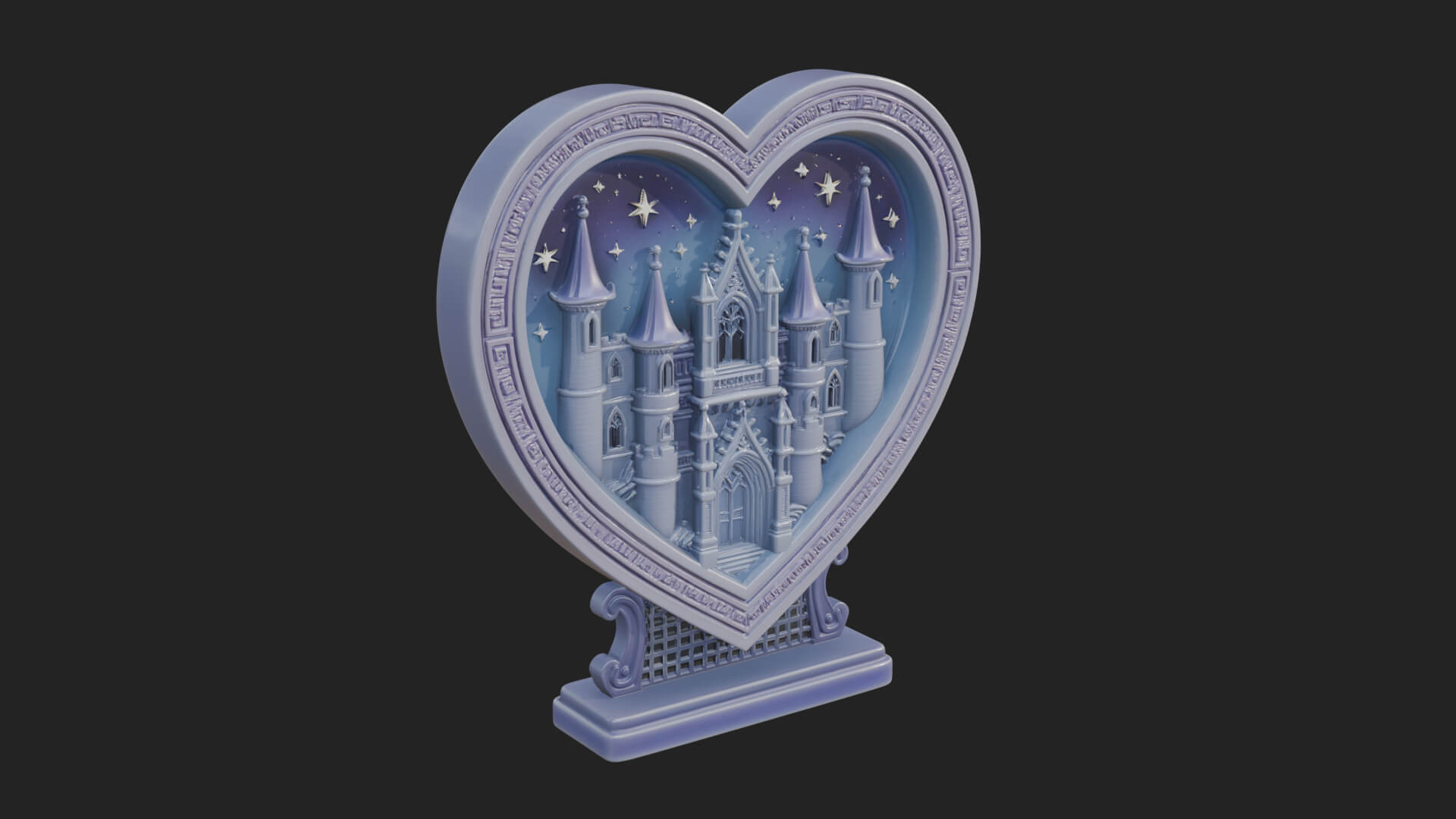 Ornate Framed Heart Plaque Design 160 3D Print Model 3D Model