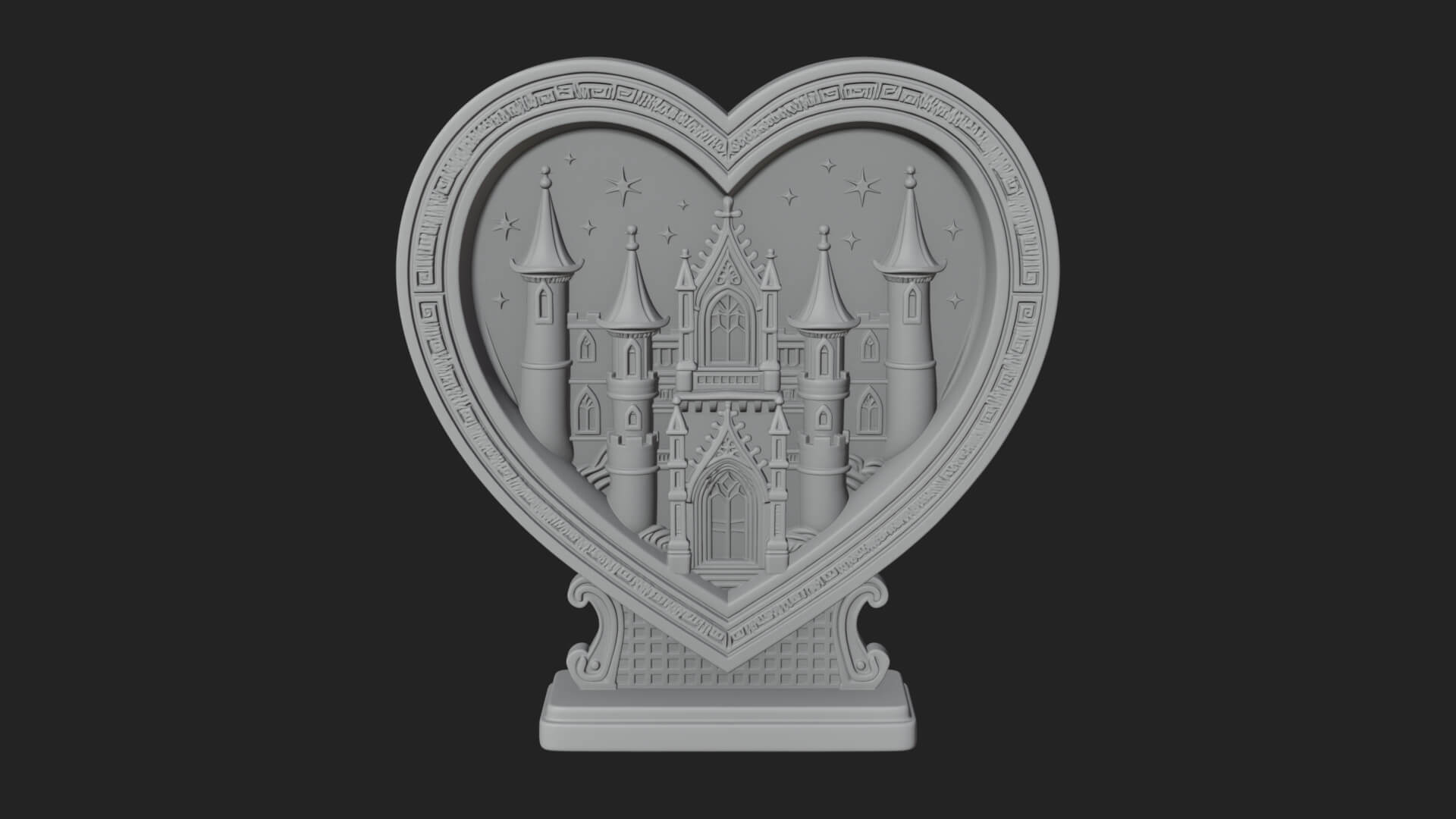 Ornate Framed Heart Plaque Design 160 3D Print Model 3D Model
