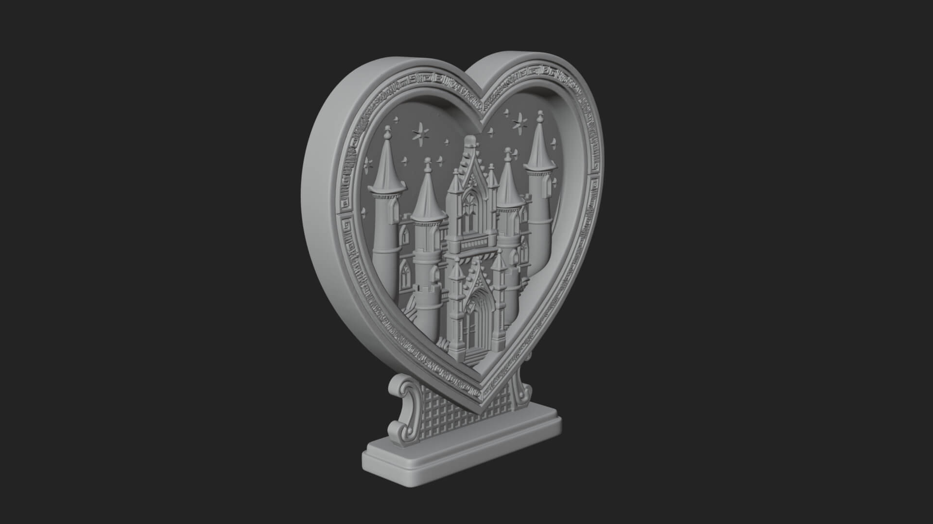 Ornate Framed Heart Plaque Design 160 3D Print Model 3D Model