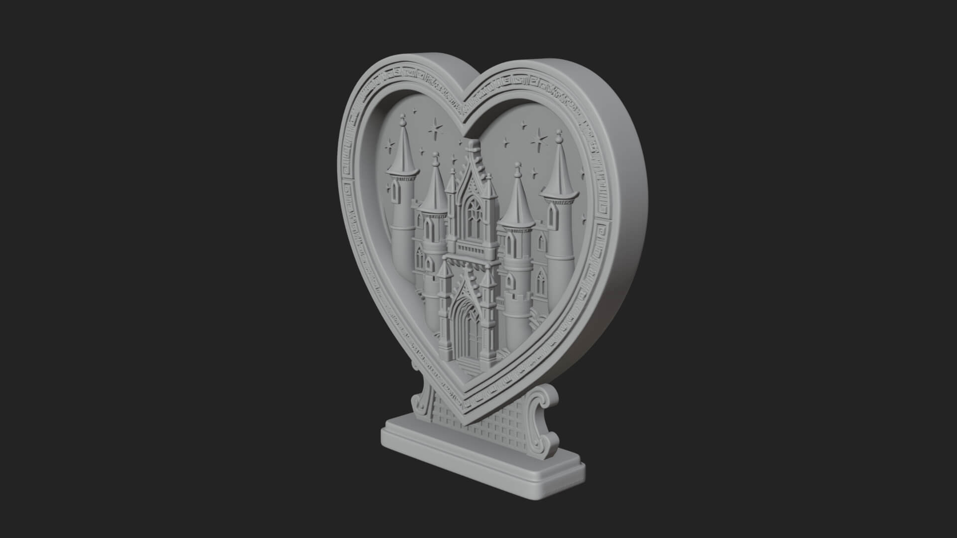 Ornate Framed Heart Plaque Design 160 3D Print Model 3D Model