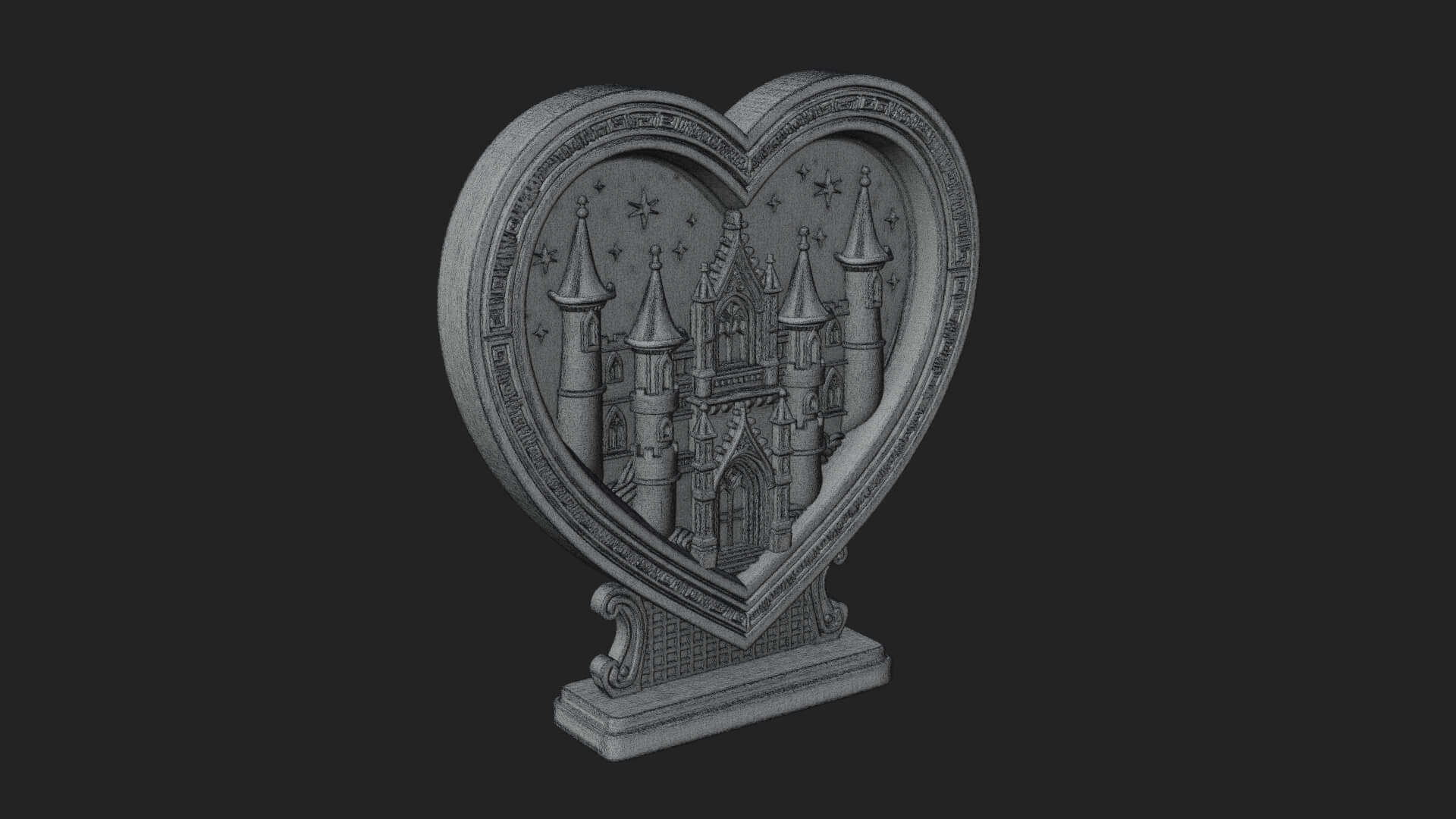 Ornate Framed Heart Plaque Design 160 3D Print Model 3D Model