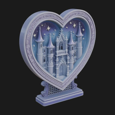 Ornate Framed Heart Plaque Design 160 3D Print Model