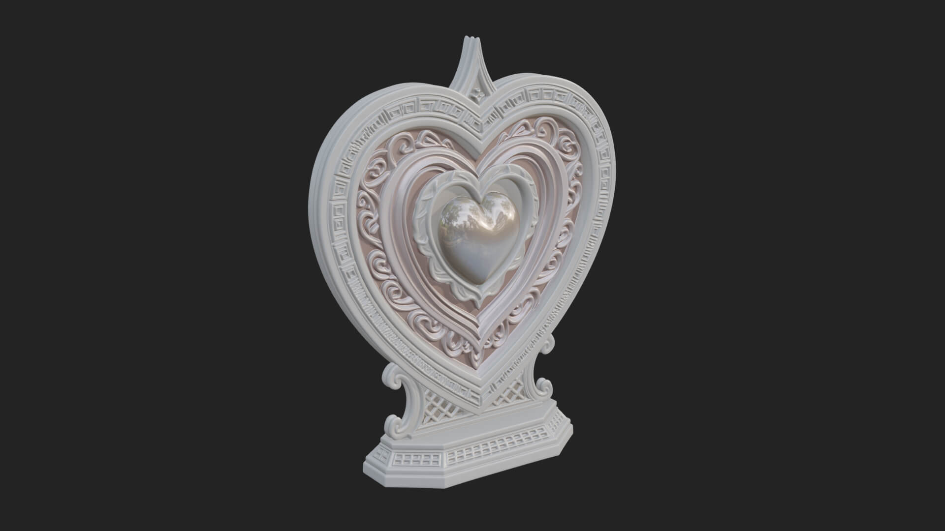 Ornate Framed Heart Plaque Design 161 3D Print Model 3D Model