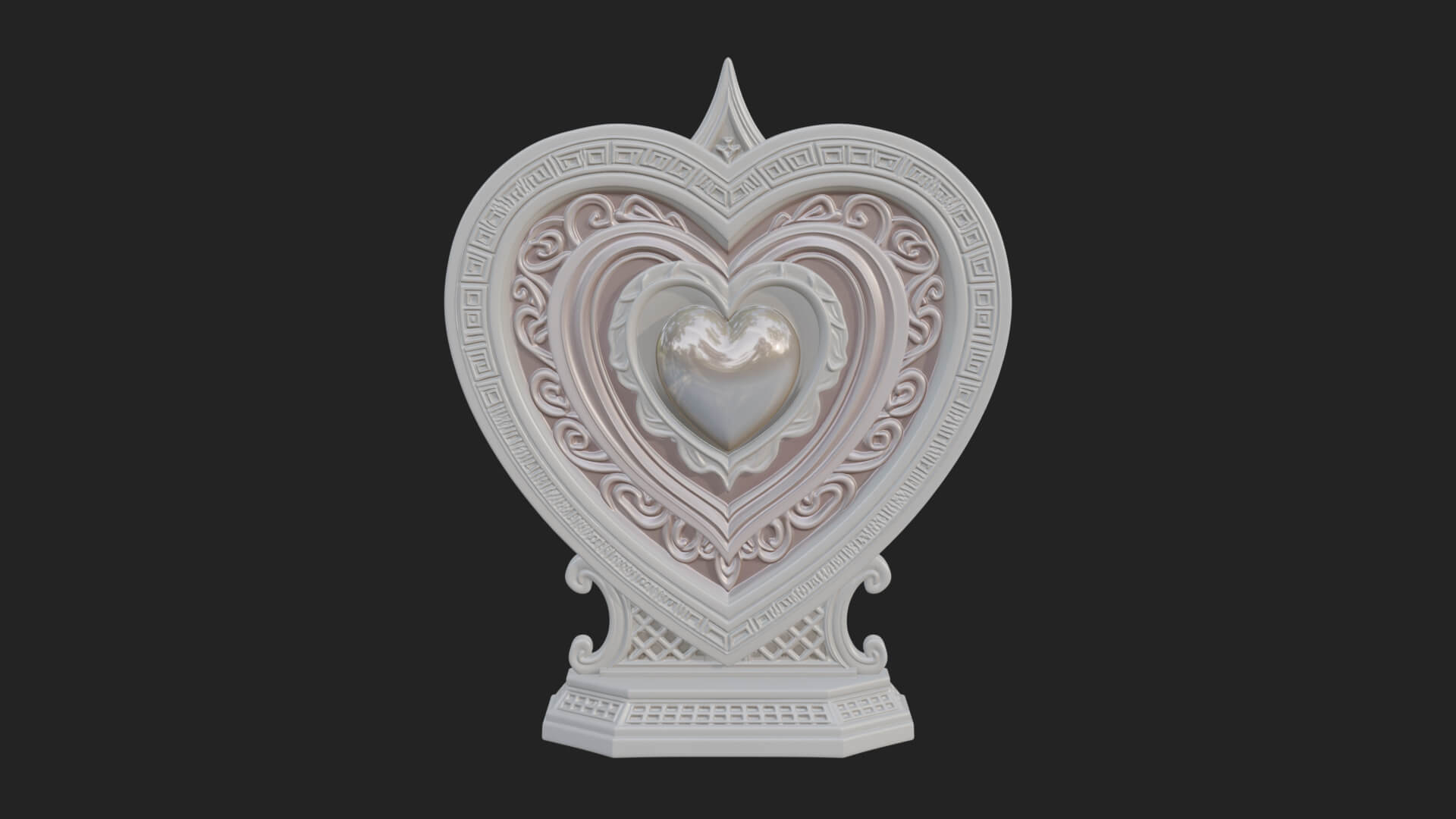 Ornate Framed Heart Plaque Design 161 3D Print Model 3D Model