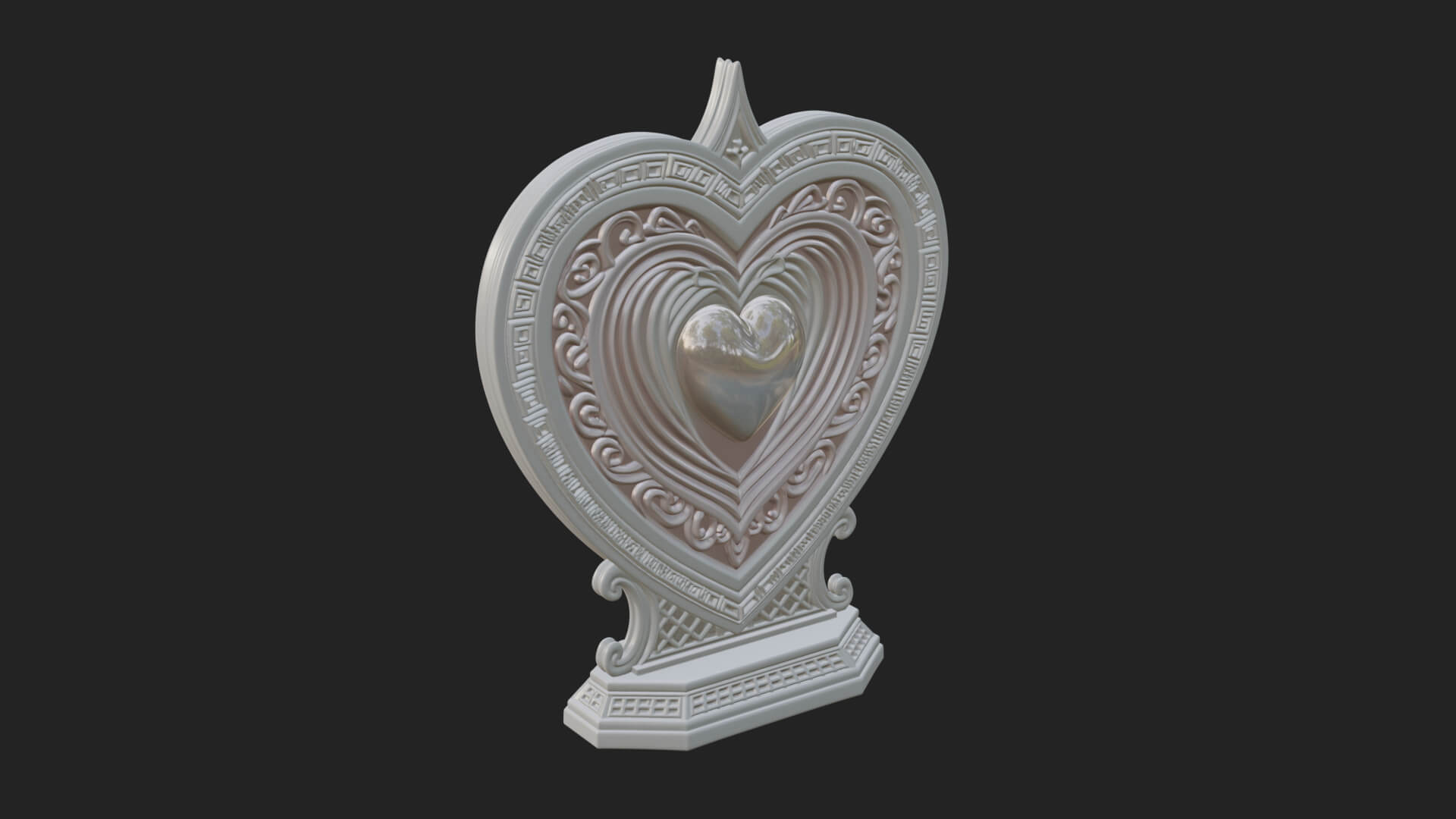 Ornate Framed Heart Plaque Design 161 3D Print Model 3D Model