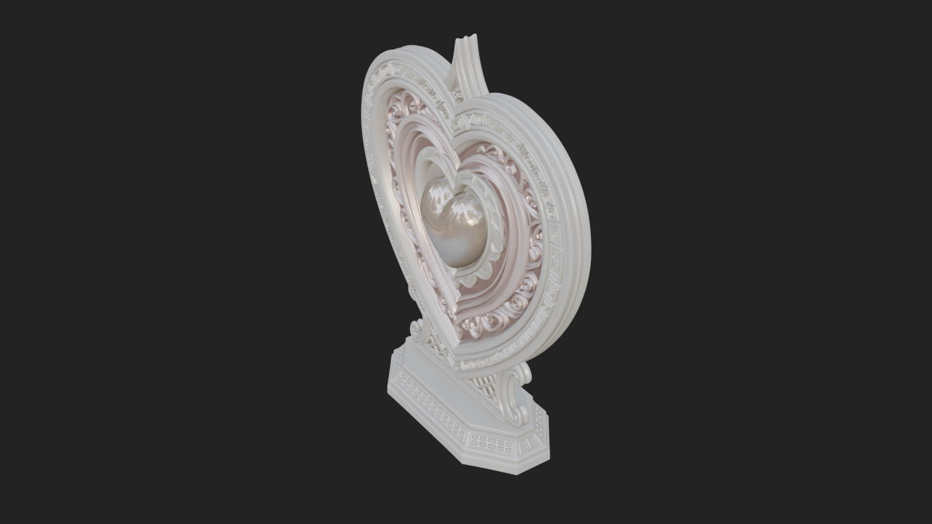 Ornate Framed Heart Plaque Design 161 3D Print Model 3D Model