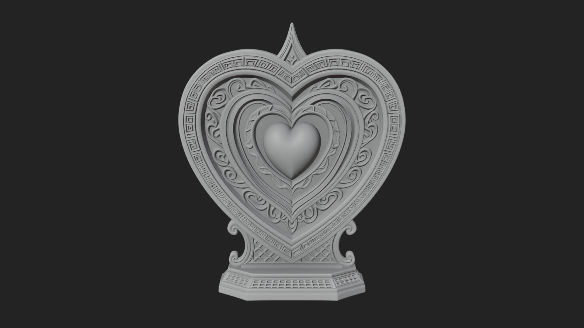 Ornate Framed Heart Plaque Design 161 3D Print Model 3D Model