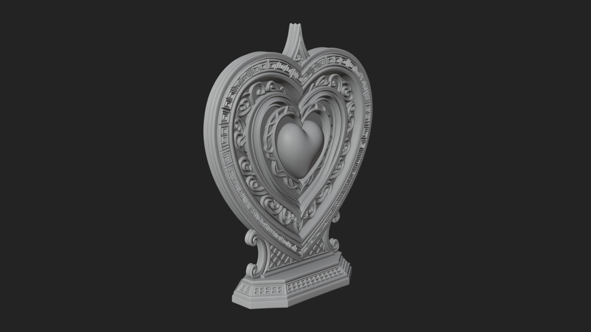 Ornate Framed Heart Plaque Design 161 3D Print Model 3D Model