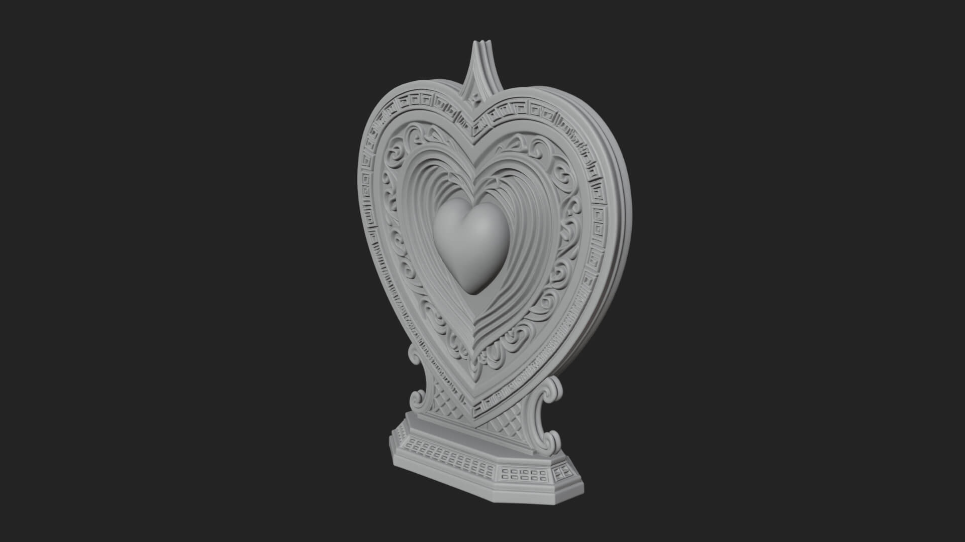 Ornate Framed Heart Plaque Design 161 3D Print Model 3D Model