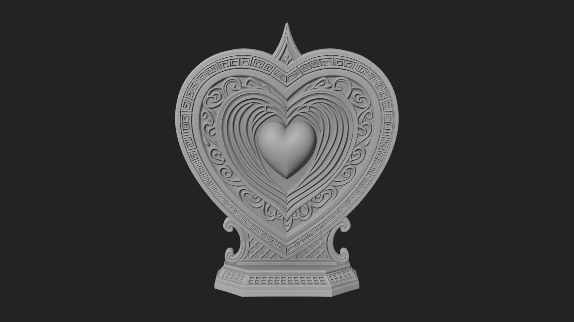 Ornate Framed Heart Plaque Design 161 3D Print Model 3D Model