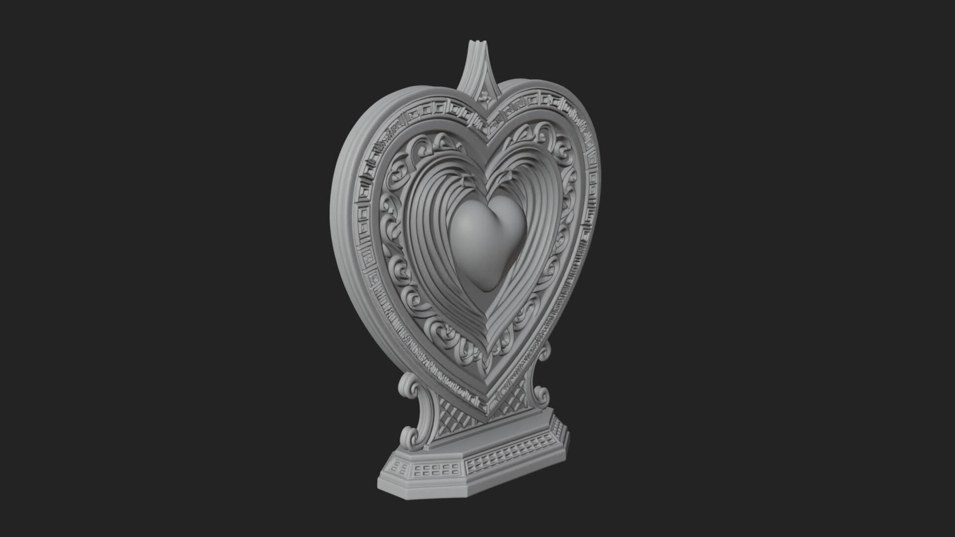 Ornate Framed Heart Plaque Design 161 3D Print Model 3D Model
