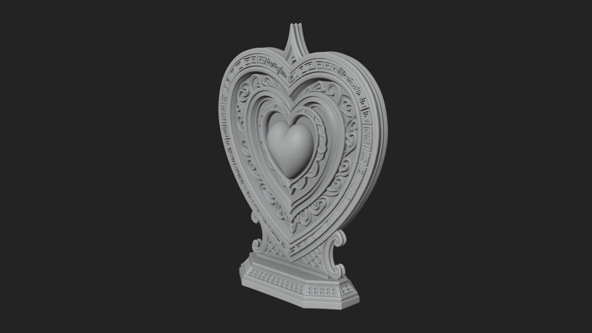 Ornate Framed Heart Plaque Design 161 3D Print Model 3D Model