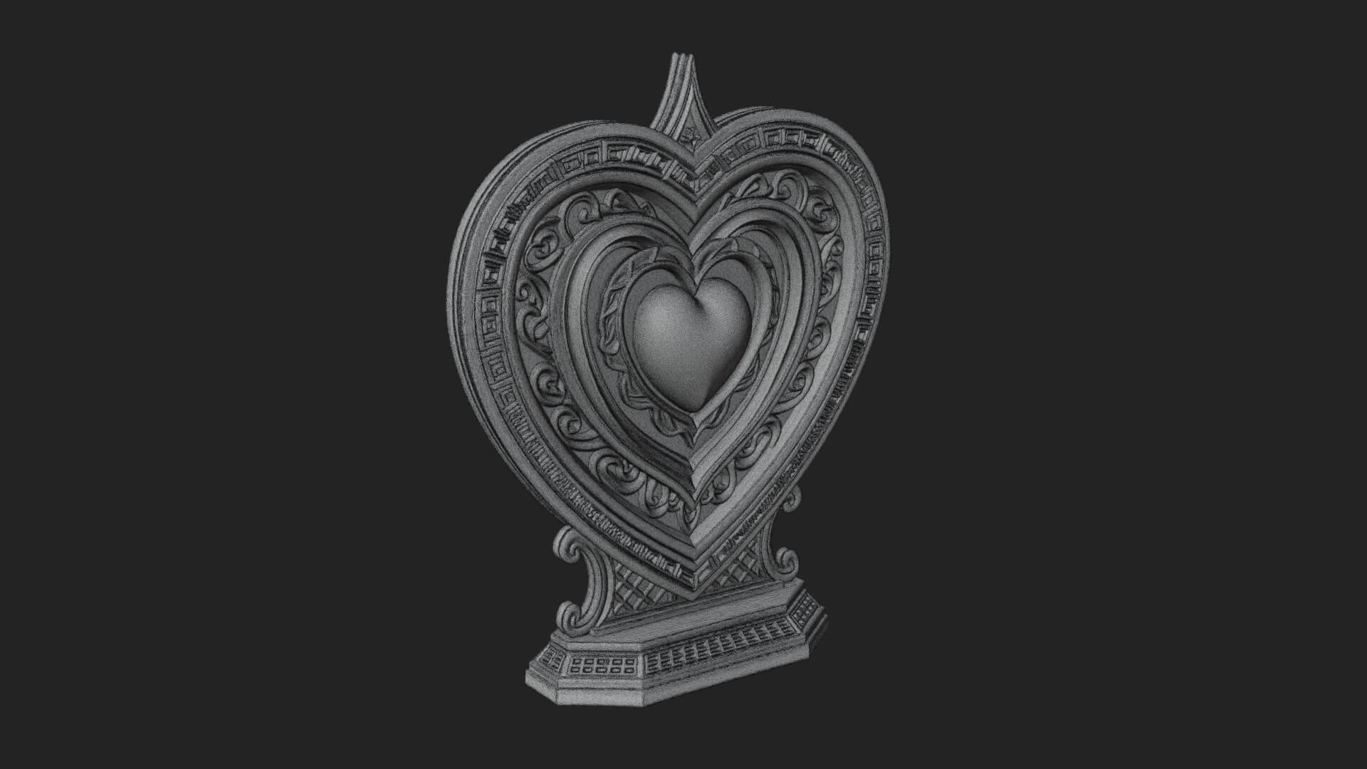 Ornate Framed Heart Plaque Design 161 3D Print Model 3D Model