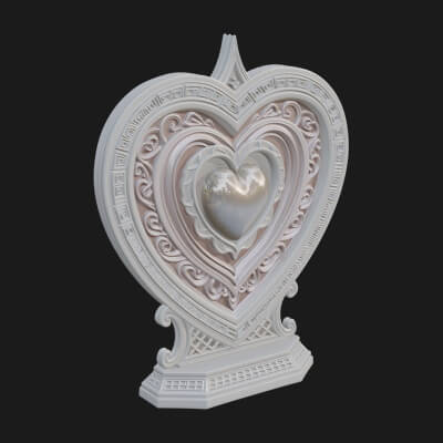 Ornate Framed Heart Plaque Design 161 3D Print Model