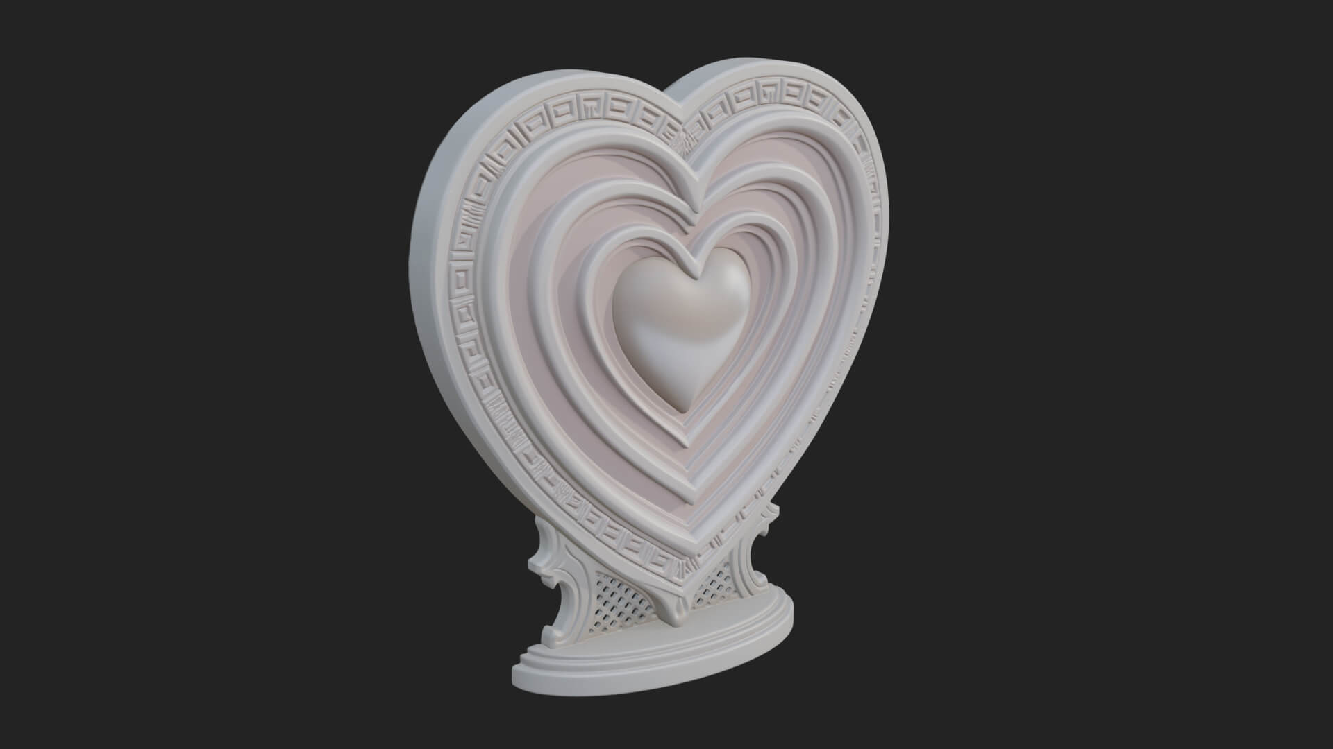 Ornate Framed Heart Plaque Design 162 3D Print Model 3D Model