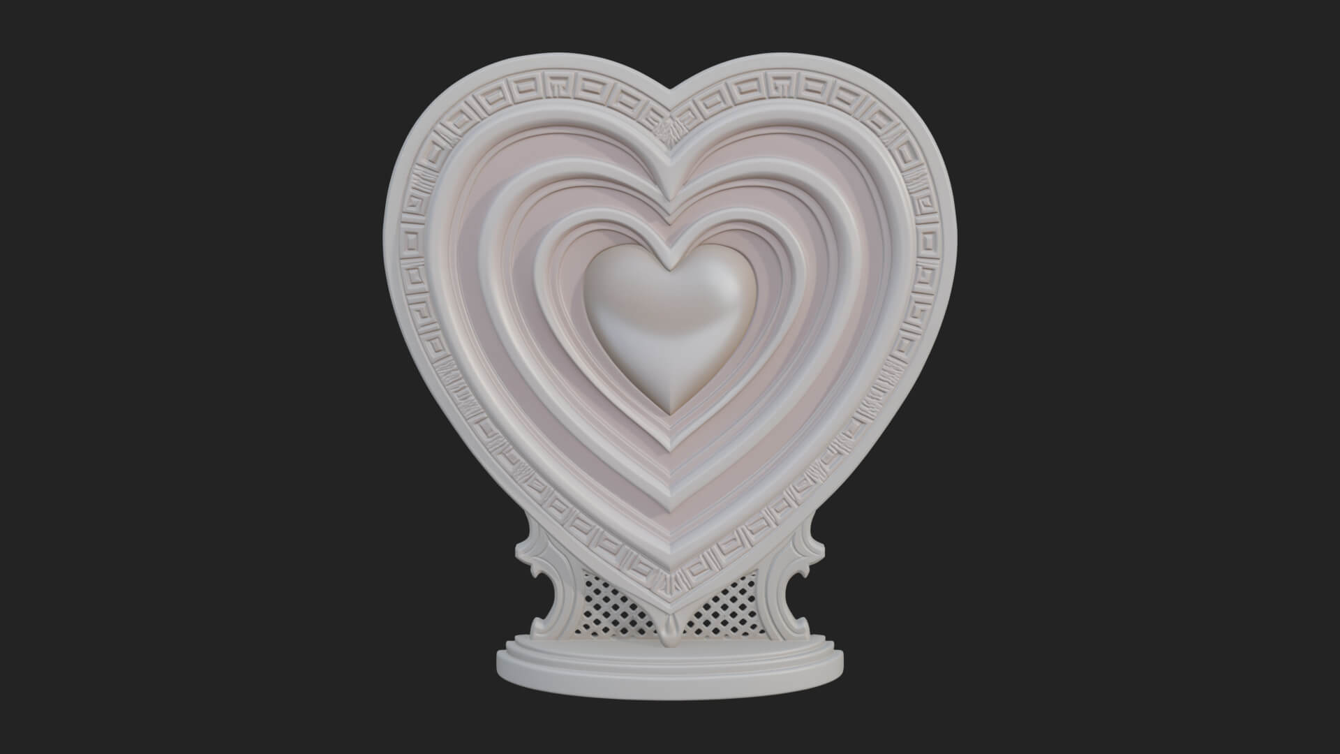 Ornate Framed Heart Plaque Design 162 3D Print Model 3D Model
