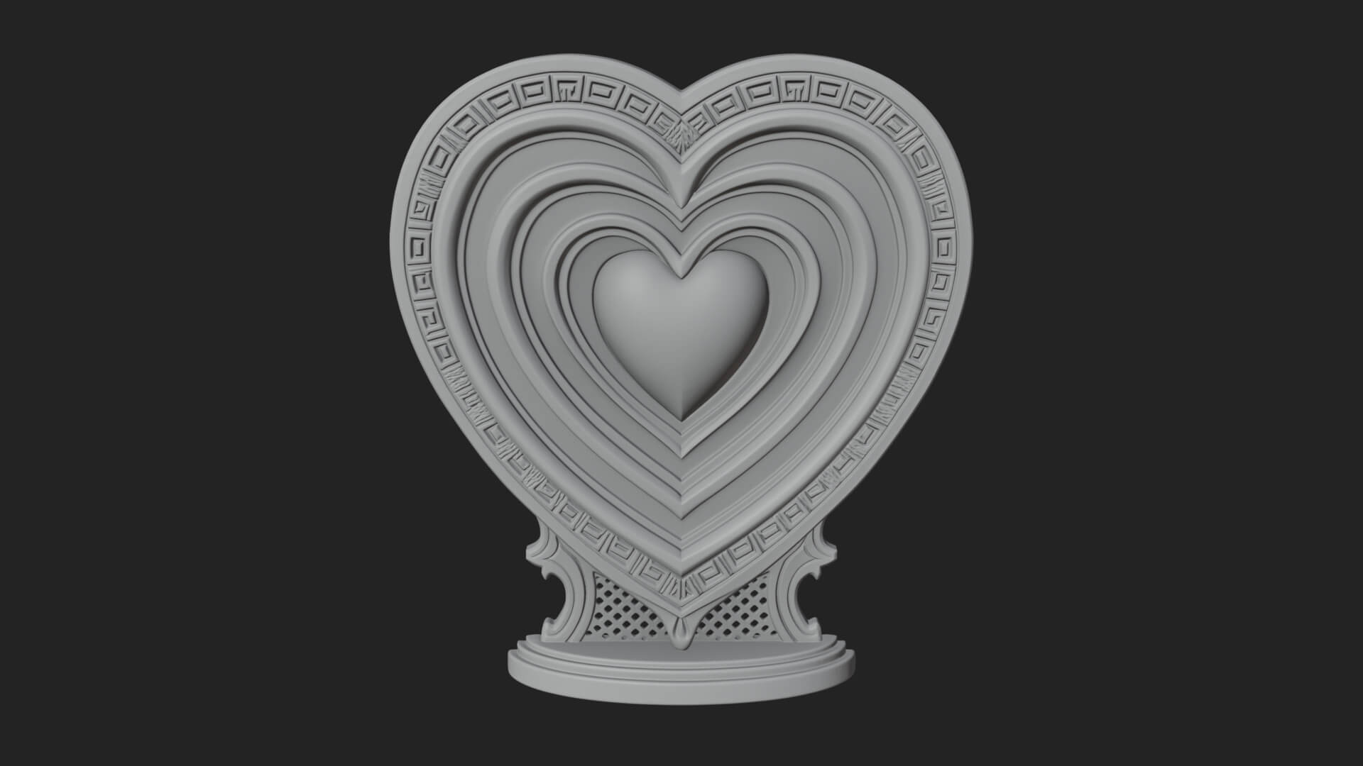 Ornate Framed Heart Plaque Design 162 3D Print Model 3D Model
