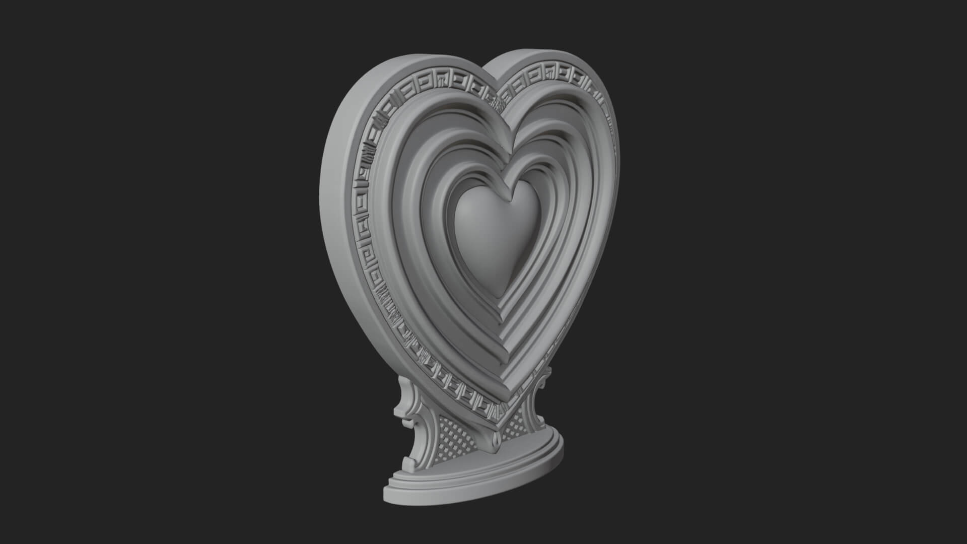Ornate Framed Heart Plaque Design 162 3D Print Model 3D Model
