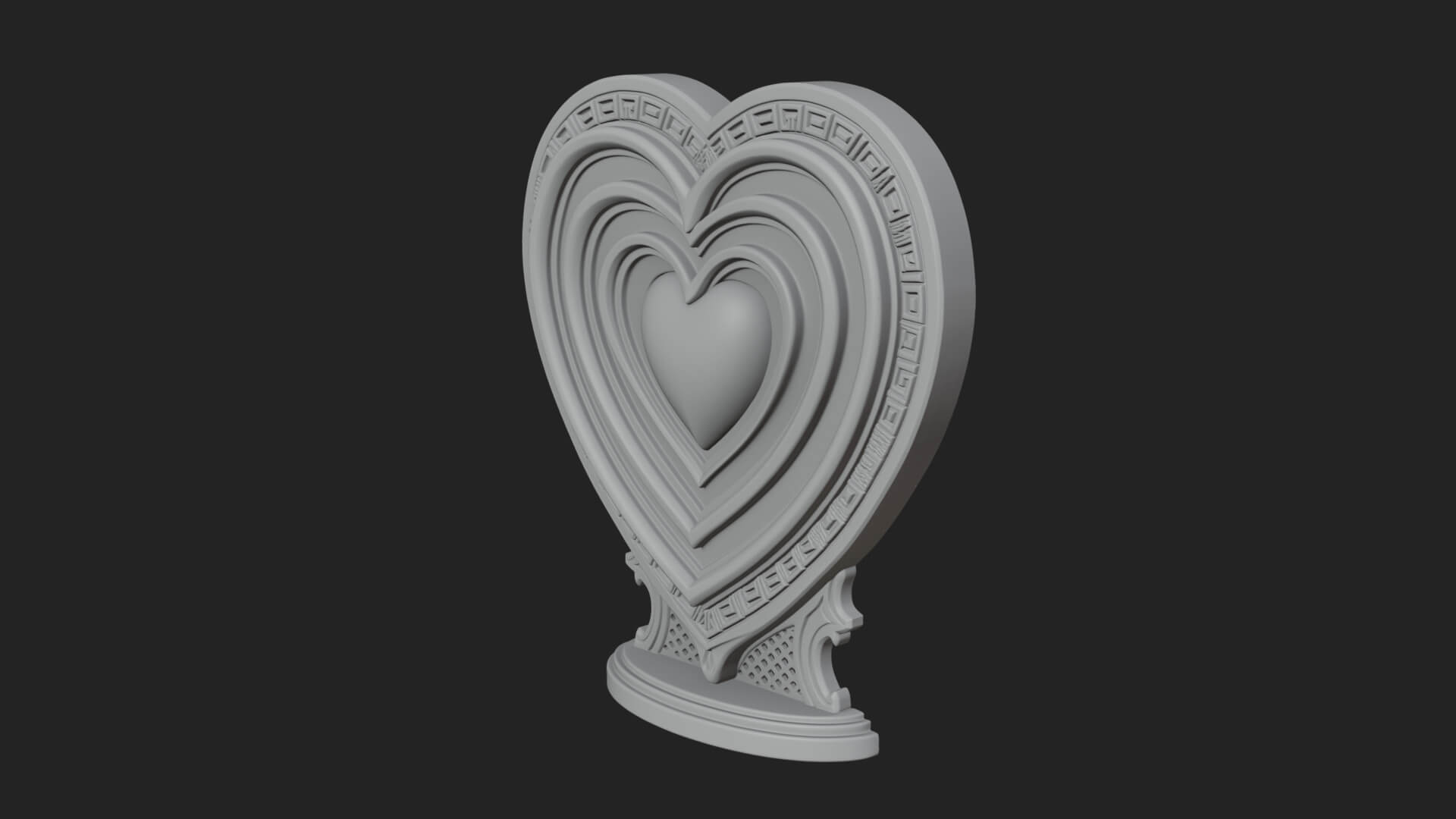 Ornate Framed Heart Plaque Design 162 3D Print Model 3D Model