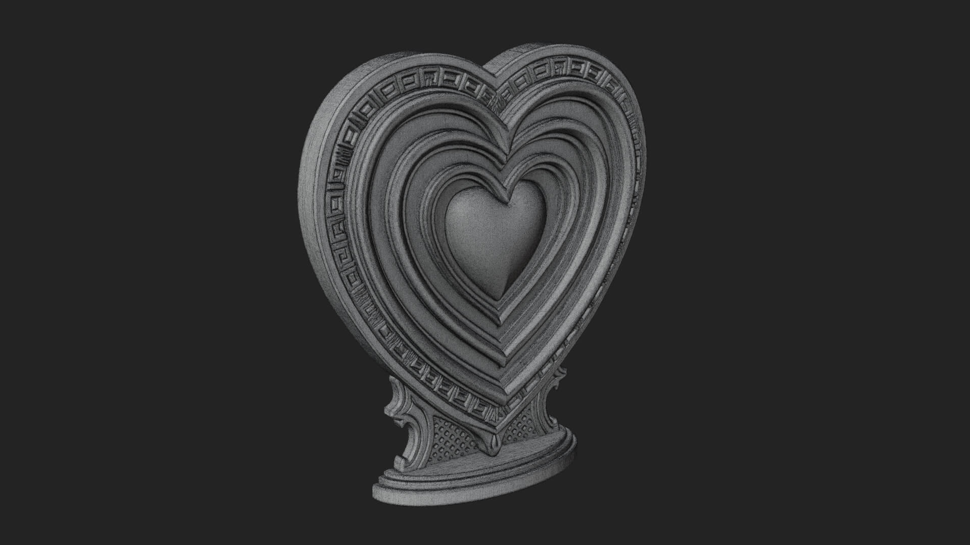 Ornate Framed Heart Plaque Design 162 3D Print Model 3D Model