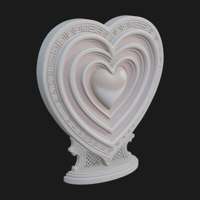Ornate Framed Heart Plaque Design 162 3D Print Model