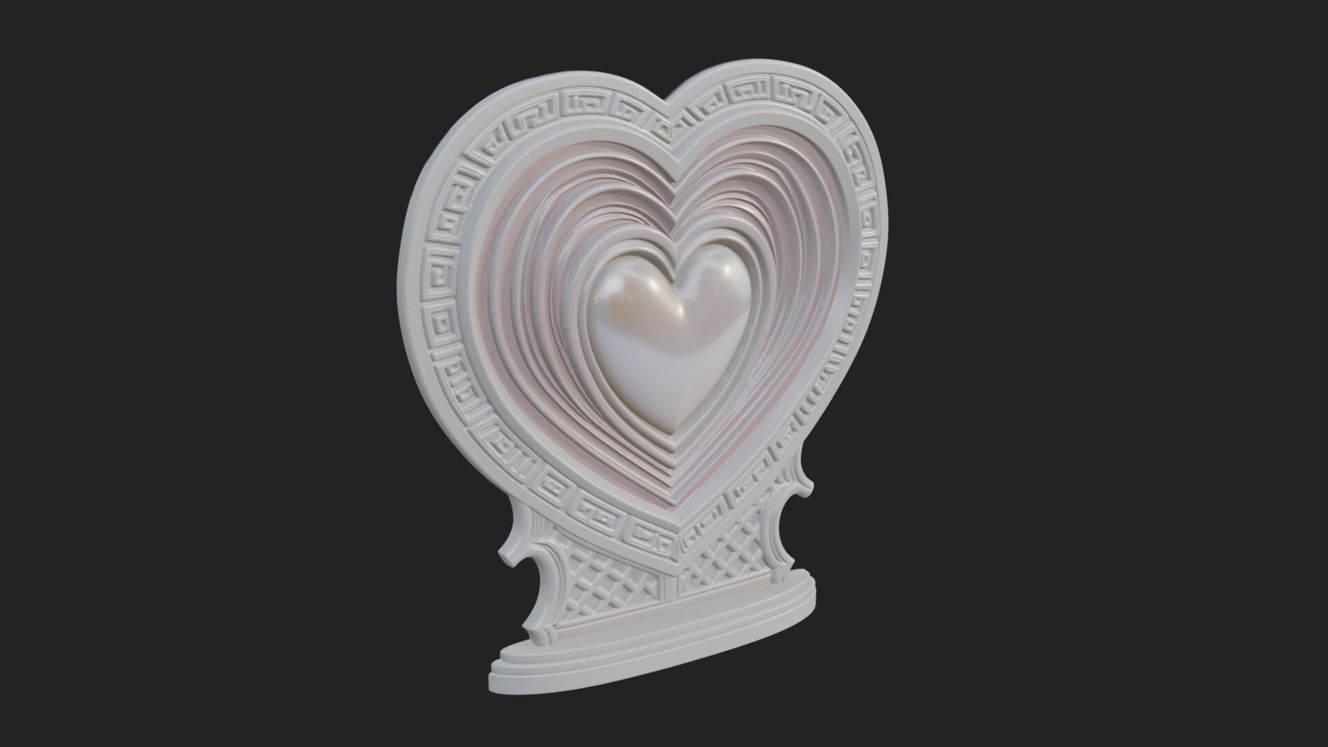 Ornate Framed Heart Plaque Design 163 3D Print Model 3D Model