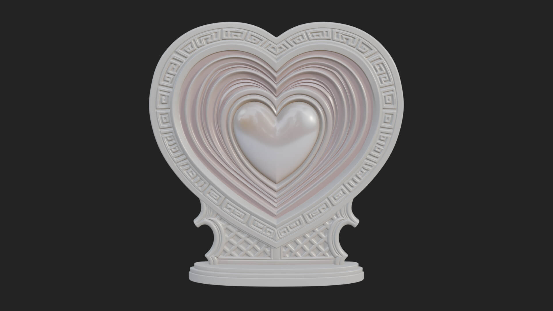 Ornate Framed Heart Plaque Design 163 3D Print Model 3D Model