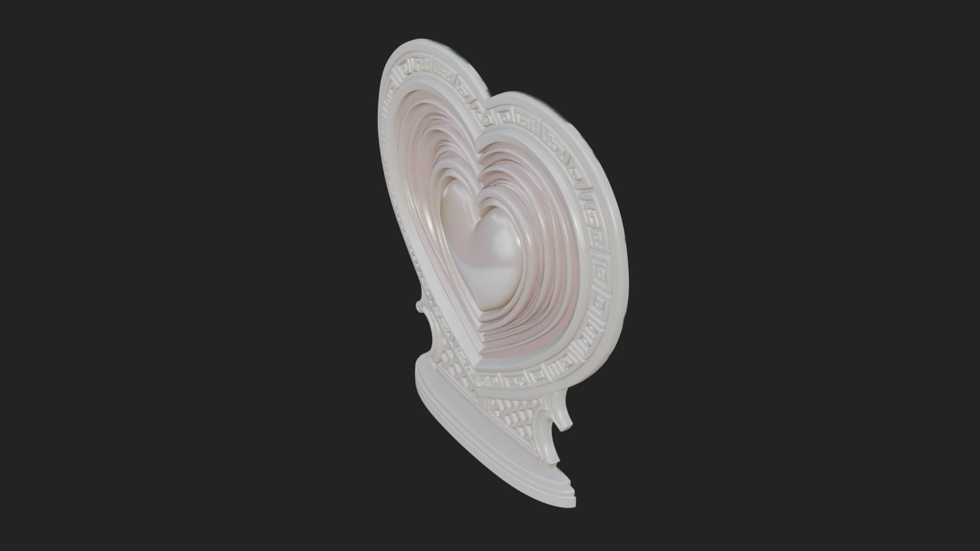 Ornate Framed Heart Plaque Design 163 3D Print Model 3D Model
