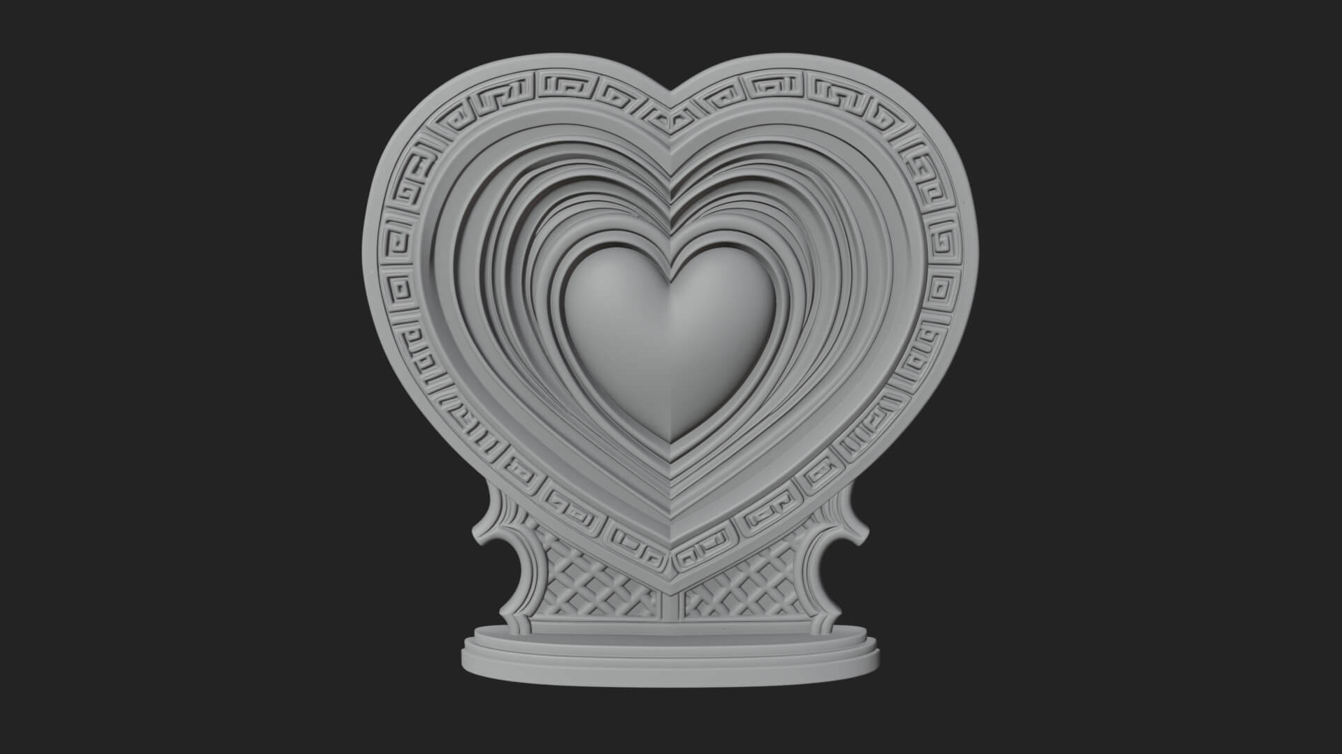 Ornate Framed Heart Plaque Design 163 3D Print Model 3D Model