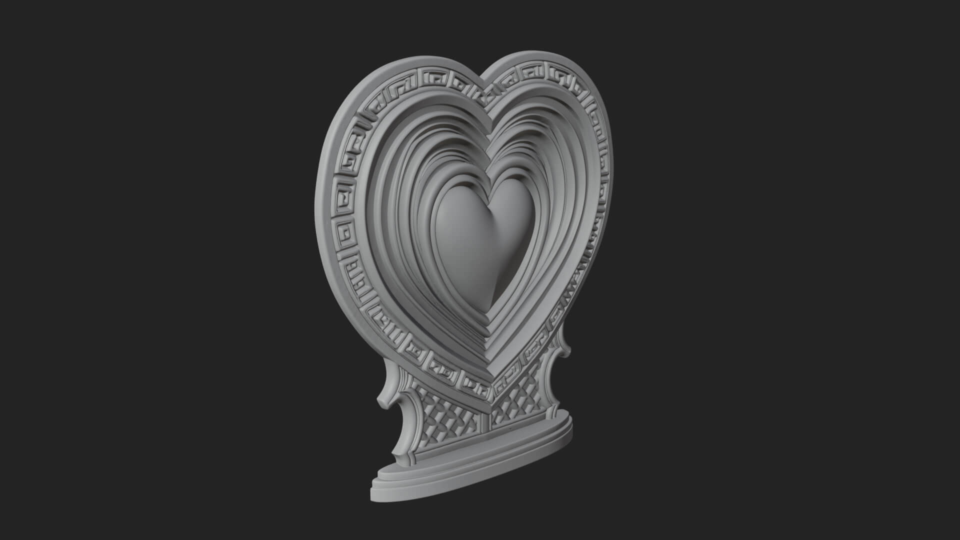 Ornate Framed Heart Plaque Design 163 3D Print Model 3D Model